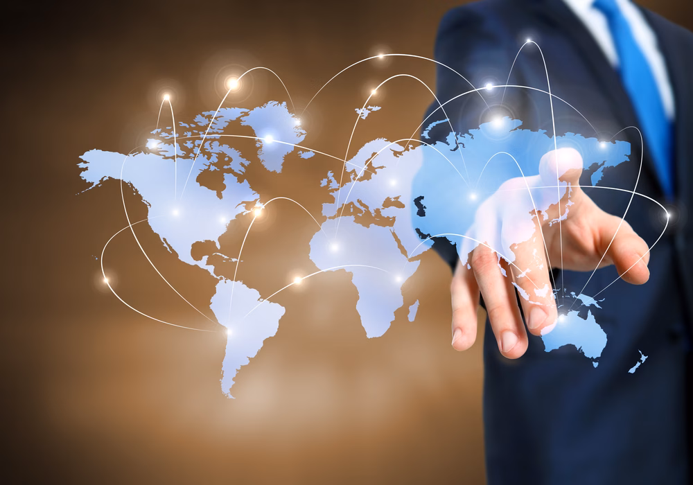 Businessman touching a cloud computing icon on a digital screen